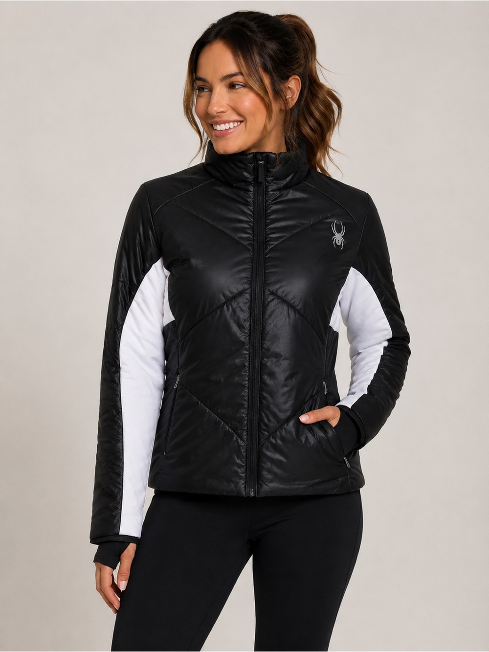 Spyder Women’s Black & White Insulated Puffer Ski Jacket Full Zip